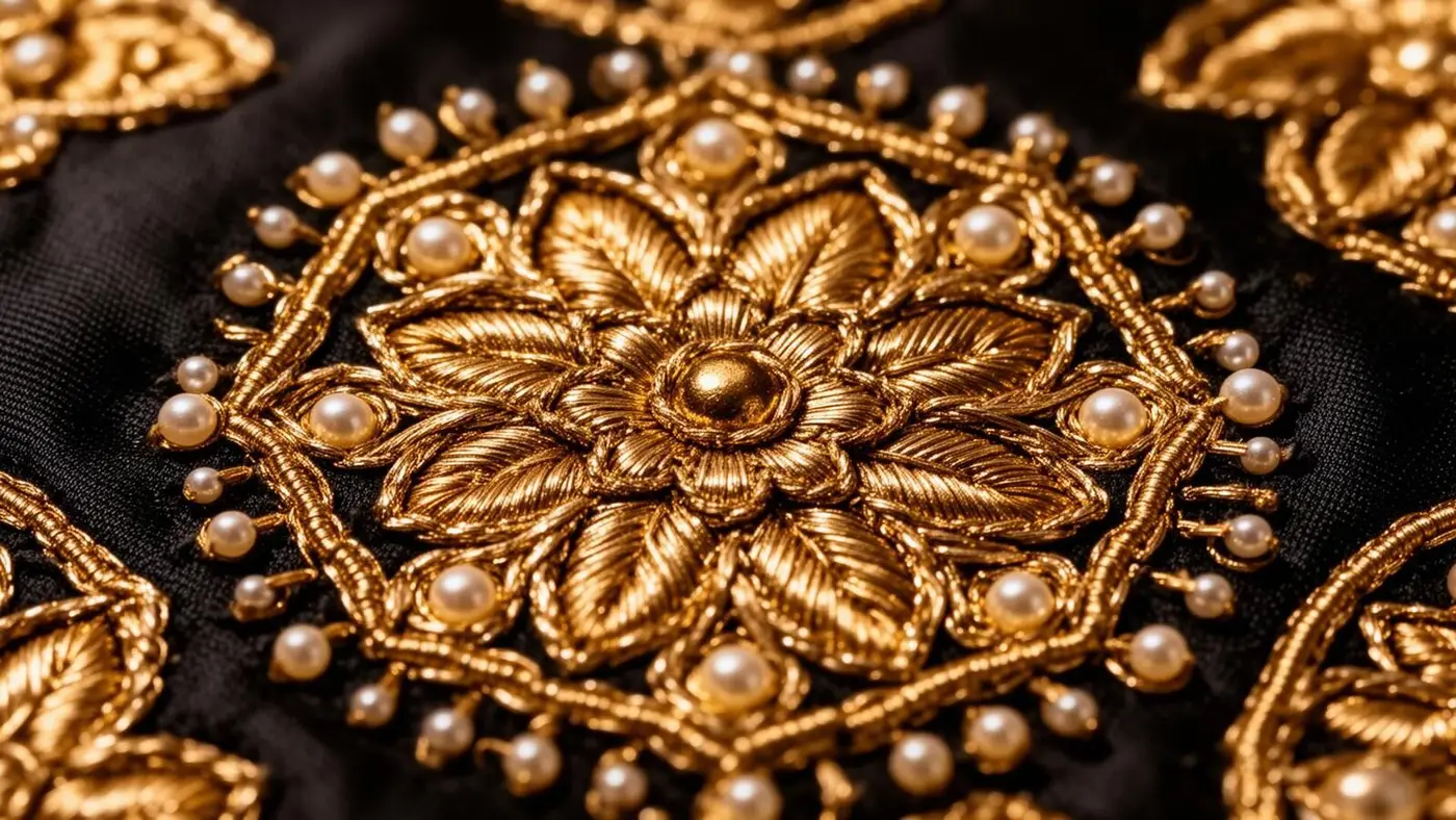 Gold embroidery detail